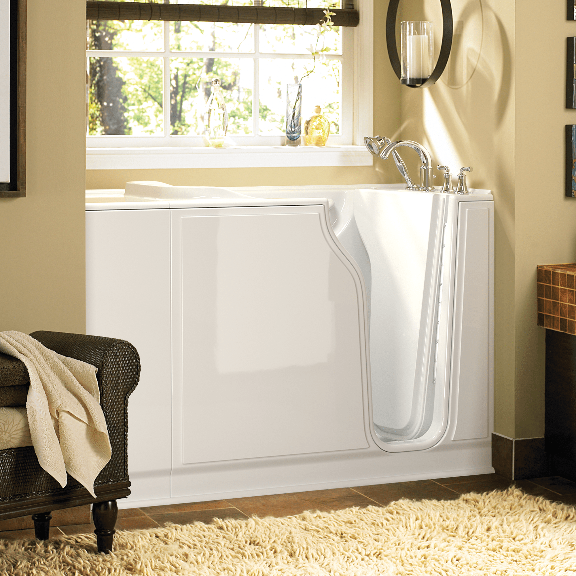 Gelcoat Value Series 30 x 52  Inch Walk in Tub With Whirlpool System   Right Hand Drain With Faucet WIB WHITE